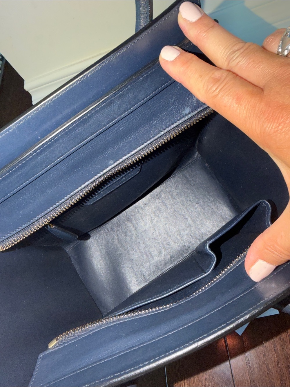 CELINE Black/Brown/Blue Leather Tote - Picture 8 of 11